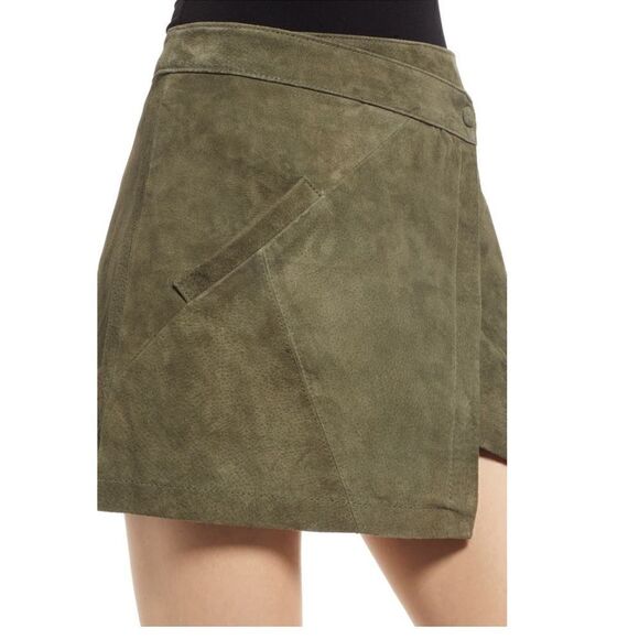 BLANK NYC Snap Front Suede Wrap Skirt, Sage Green, 28‎ Waist, Small/Medium, NWT - Picture 3 of 14